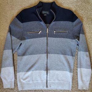 INC Men's Zip Sweater Colorblock Black Grey White - Size M (Fits S)